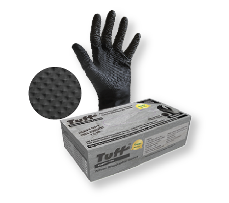 7.5mil Black Nitrile Gloves - Large 100/box