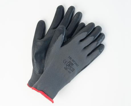 Black Foam Nitrile on Grey Nylon Glove Large