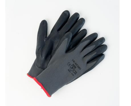 Heavy Black Foam Nitrile on Grey Nylon Glove Large