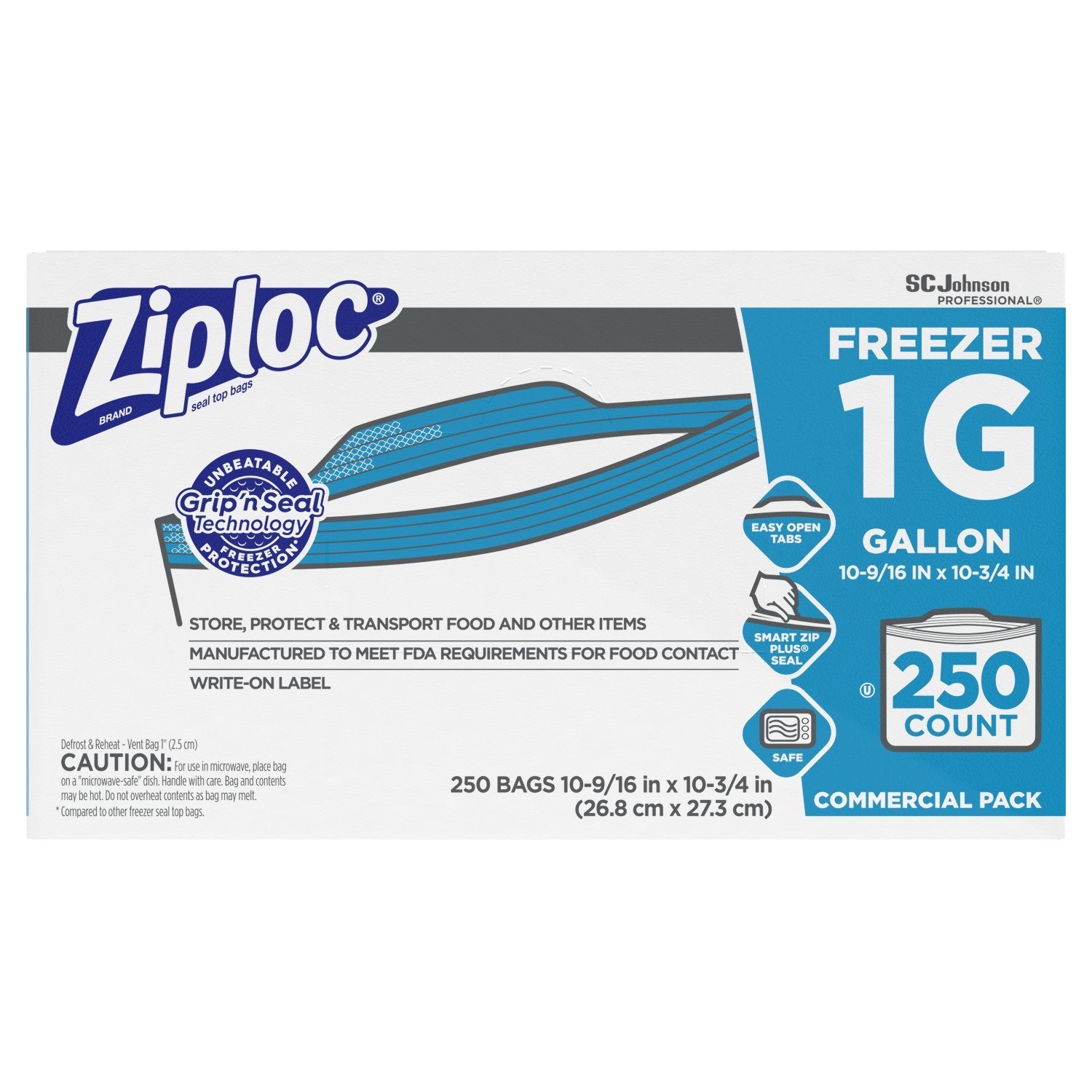 Ziploc 10.5"x11" Freezer Bag 2.7 mil - 250/case