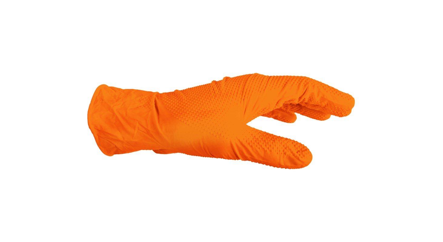 Textured 8mil Orange Nitrile Gloves Large 100/box